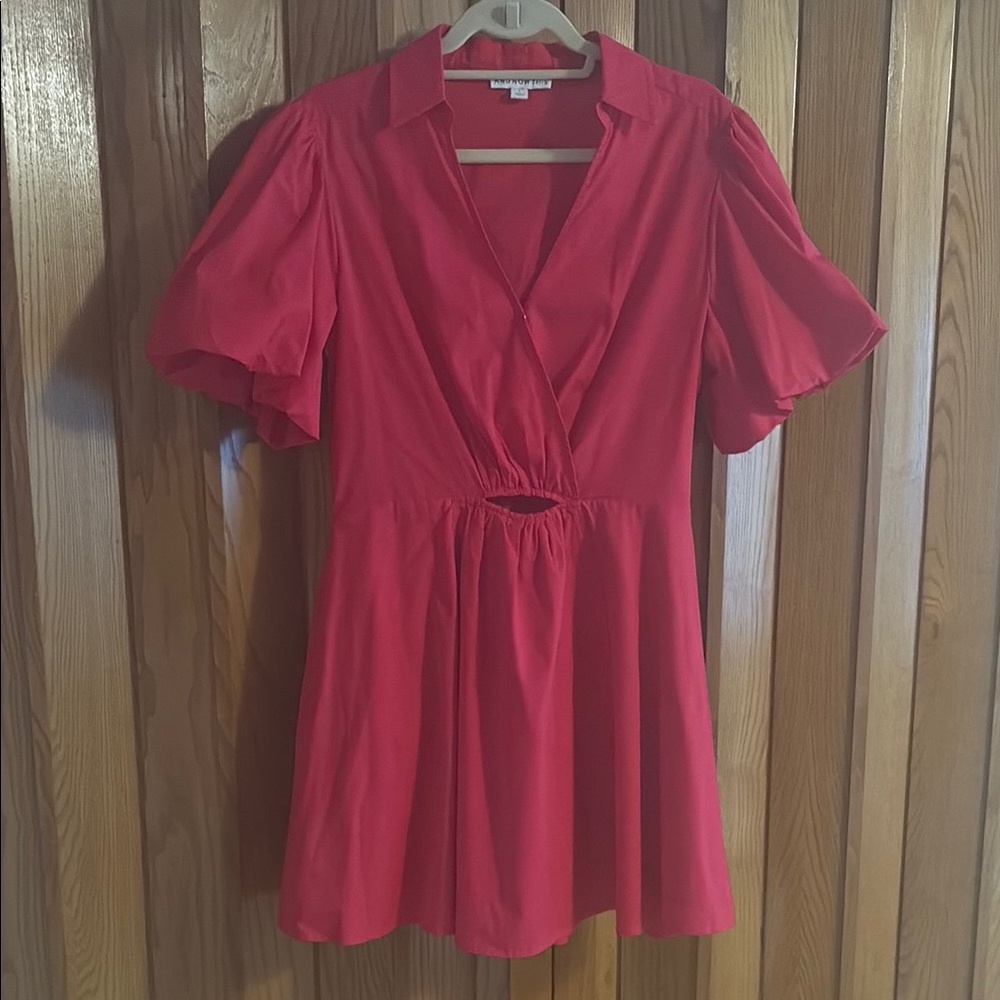 Hot Pink Puff Sleeve Dress